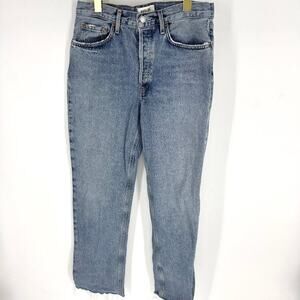 Agolde Lana Relaxed Straight Denim Jeans Raw Hem Size 28